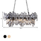 7 Bulbs Oval Frame Pendant Lamp Modern Black/Gold Clear Rectangular-Cut Crystals Encrusted Island Lighting Clearhalo 'Ceiling Lights' 'Island Lights' Lighting' 1434492