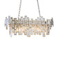 7 Bulbs Oval Frame Pendant Lamp Modern Black/Gold Clear Rectangular-Cut Crystals Encrusted Island Lighting Clearhalo 'Ceiling Lights' 'Island Lights' Lighting' 1434495