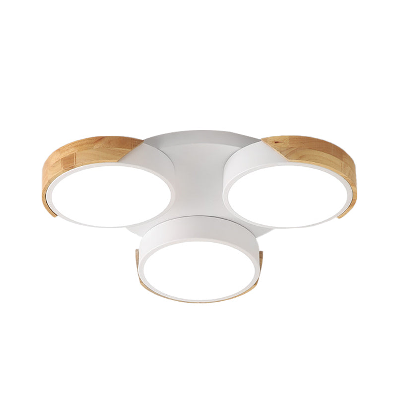 Nordic Modern LED Flush Ceiling Light 3-Drum Shade Metal Ceiling Fixture in Green/White for Porch Balcony Clearhalo 'Ceiling Lights' 'Close To Ceiling Lights' 'Close to ceiling' 'Semi-flushmount' Lighting' 1434589