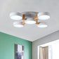 Macaron Drum Shade Ceiling Lamp Acrylic 3/4/5 Heads Green/Grey/White LED Semi Flush Ceiling Light for Bedroom 5 White Clearhalo 'Ceiling Lights' 'Close To Ceiling Lights' 'Close to ceiling' 'Semi-flushmount' Lighting' 1434615