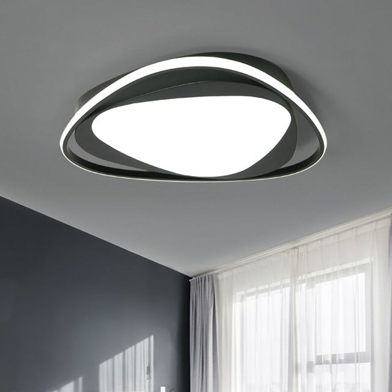 Black Triangle Flush Ceiling Light with Diffuser Minimalist Metal Integrated Led Flushmount Light in Third Gear Clearhalo 'Ceiling Lights' 'Close To Ceiling Lights' 'Close to ceiling' 'Flush mount' Lighting' 1434677