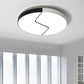Black and White Round Flushmount Metal 2 Lights 19.5" W Led Modern Close to Ceiling Light in Warm/White Light Clearhalo 'Ceiling Lights' 'Close To Ceiling Lights' 'Close to ceiling' 'Flush mount' Lighting' 1434678