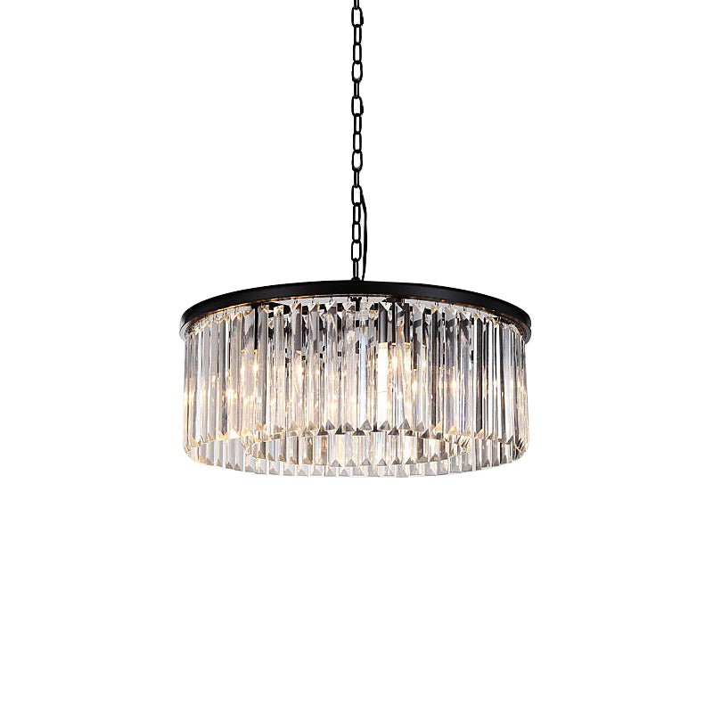 Drum Clear/Amber Crystal Hanging Pendant Light Modern 9-Light LED Chandelier Lamp for Restaurant Clearhalo 'Ceiling Lights' 'Chandeliers' 'Clear' 'Industrial' 'Modern Chandeliers' 'Modern' 'Tiffany' 'Traditional Chandeliers' Lighting' 1434966