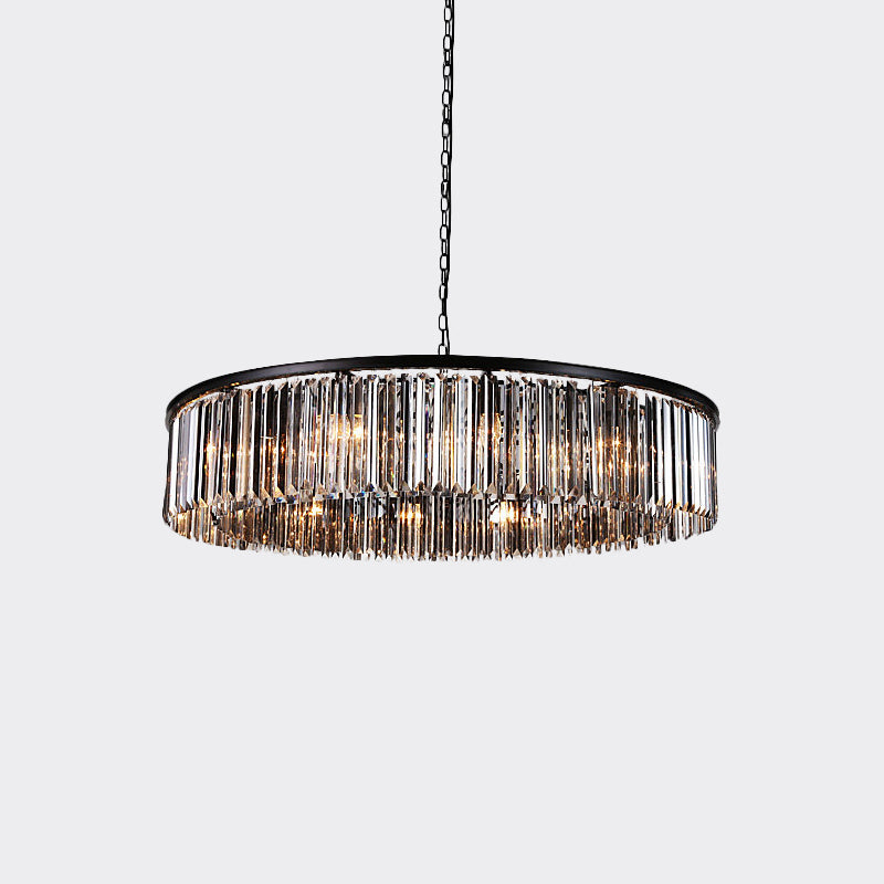 Drum Clear/Amber Crystal Hanging Pendant Light Modern 9-Light LED Chandelier Lamp for Restaurant Clearhalo 'Ceiling Lights' 'Chandeliers' 'Clear' 'Industrial' 'Modern Chandeliers' 'Modern' 'Tiffany' 'Traditional Chandeliers' Lighting' 1434972