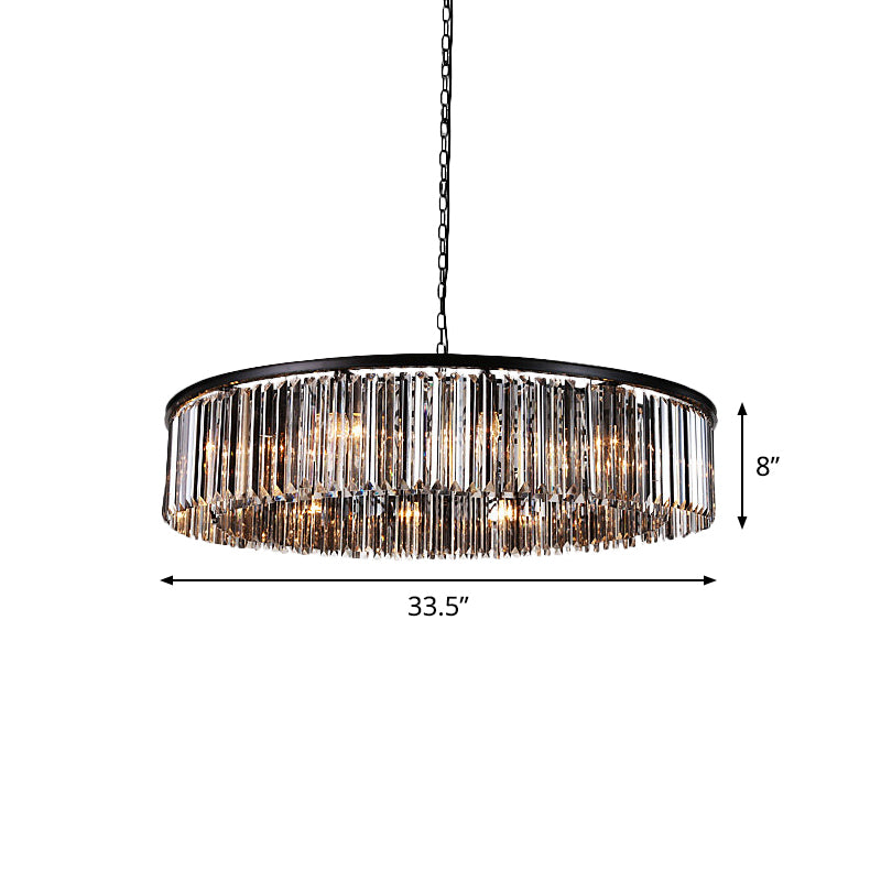 Drum Clear/Amber Crystal Hanging Pendant Light Modern 9-Light LED Chandelier Lamp for Restaurant Clearhalo 'Ceiling Lights' 'Chandeliers' 'Clear' 'Industrial' 'Modern Chandeliers' 'Modern' 'Tiffany' 'Traditional Chandeliers' Lighting' 1434973