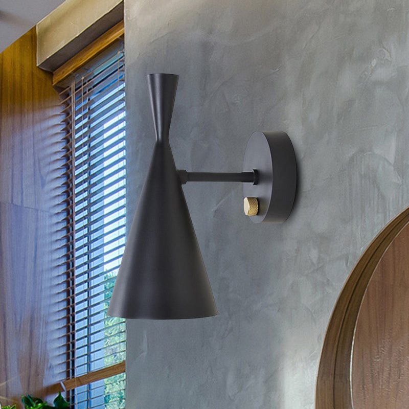 Black/White/Gold Trumpet Wall Sconce Light Contemporary 1/2/3 Light Metal Wall Light with Adjustable Arm Clearhalo 'Cast Iron' 'Glass' 'Industrial' 'Modern wall lights' 'Modern' 'Tiffany' 'Traditional wall lights' 'Wall Lamps & Sconces' 'Wall Lights' Lighting' 1435055