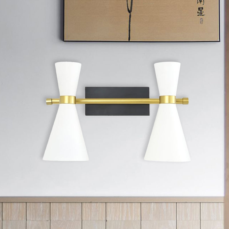 Black/White/Gold Trumpet Wall Sconce Light Contemporary 1/2/3 Light Metal Wall Light with Adjustable Arm Clearhalo 'Cast Iron' 'Glass' 'Industrial' 'Modern wall lights' 'Modern' 'Tiffany' 'Traditional wall lights' 'Wall Lamps & Sconces' 'Wall Lights' Lighting' 1435058