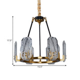 Geometric Panel Pendulum Light Postmodern Clear Crystal Glass 6-Bulb Black and Gold Ring Chandelier Clearhalo 'Ceiling Lights' 'Chandeliers' 'Modern Chandeliers' 'Modern' Lighting' 1435227