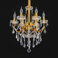 Candelabra Dining Room Chandelier Traditional Metal 5/7/9 Bulbs Gold Hanging Light Kit with Swag Crystal Strand Deco Clearhalo 'Ceiling Lights' 'Chandeliers' 'Modern Chandeliers' 'Modern' Lighting' 1435263