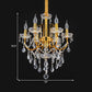 Candelabra Dining Room Chandelier Traditional Metal 5/7/9 Bulbs Gold Hanging Light Kit with Swag Crystal Strand Deco Clearhalo 'Ceiling Lights' 'Chandeliers' 'Modern Chandeliers' 'Modern' Lighting' 1435264