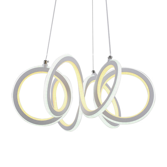 LED Single Light Living Room Chandelier with Cycle Acrylic Shade White Hanging Pendant Clearhalo 'Ceiling Lights' 'Chandeliers' 'Modern Chandeliers' 'Modern' Lighting' 143554