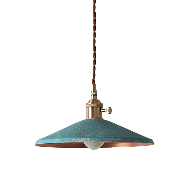 1 Bulb Pendant Light Rustic Style Saucer Shade Metal Hanging Lamp with Adjustable Cord in Silver/Red/Blue Clearhalo 'Ceiling Lights' 'Modern Pendants' 'Modern' 'Pendant Lights' 'Pendants' Lighting' 143564