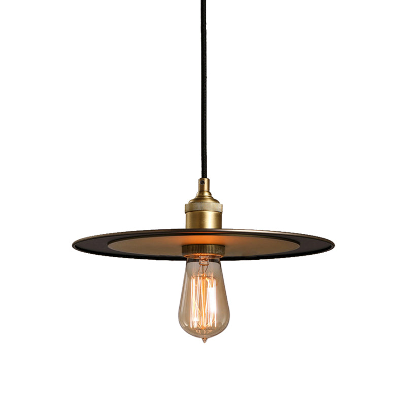 Iron Bronze/Copper Finish Pendant Lighting Flat Shade 1 Light Industrial Ceiling Hanging Lamp for Hallway Clearhalo 'Art Deco Pendants' 'Cast Iron' 'Ceiling Lights' 'Ceramic' 'Crystal' 'Industrial Pendants' 'Industrial' 'Metal' 'Middle Century Pendants' 'Pendant Lights' 'Pendants' 'Tiffany' Lighting' 143581