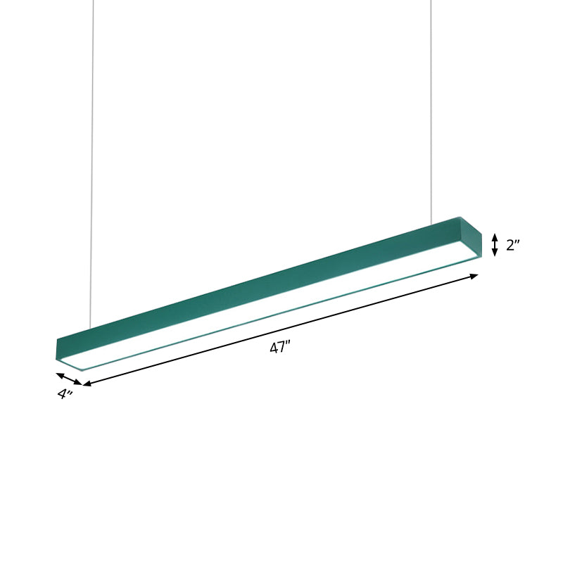 Yellow/Green/Blue Rectangular Linear Pendant Lighting Minimal Led Metal Hanging Lamp for Office Clearhalo 'Ceiling Lights' 'Modern Pendants' 'Modern' 'Pendant Lights' 'Pendants' Lighting' 143692