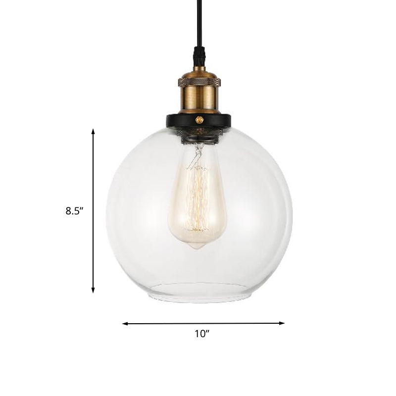Clear Glass Globe Hanging Pendant Light with Adjustable Cord Industrial Suspension Lamp in Brass Clearhalo 'Ceiling Lights' 'Glass shade' 'Glass' 'Industrial Pendants' 'Industrial' 'Middle Century Pendants' 'Pendant Lights' 'Pendants' 'Tiffany' Lighting' 143844