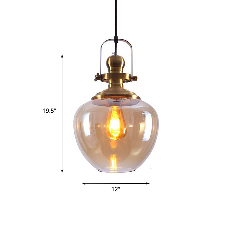 Brass Orb Pendant Ceiling Light Industrial Amber Glass 1 Light Living Room Hanging Lamp for Living Room Clearhalo 'Ceiling Lights' 'Glass shade' 'Glass' 'Industrial Pendants' 'Industrial' 'Middle Century Pendants' 'Pendant Lights' 'Pendants' 'Tiffany' Lighting' 143861