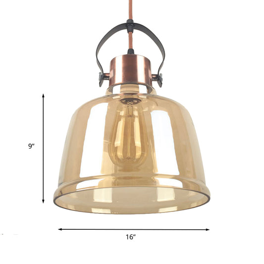 Dome Dining Room Hanging Light Kit Contemporary Clear Glass 1 Light Black Pendant Lighting in Grey/Amber Clearhalo 'Ceiling Lights' 'Glass shade' 'Glass' 'Industrial Pendants' 'Industrial' 'Middle Century Pendants' 'Pendant Lights' 'Pendants' 'Tiffany' Lighting' 143891