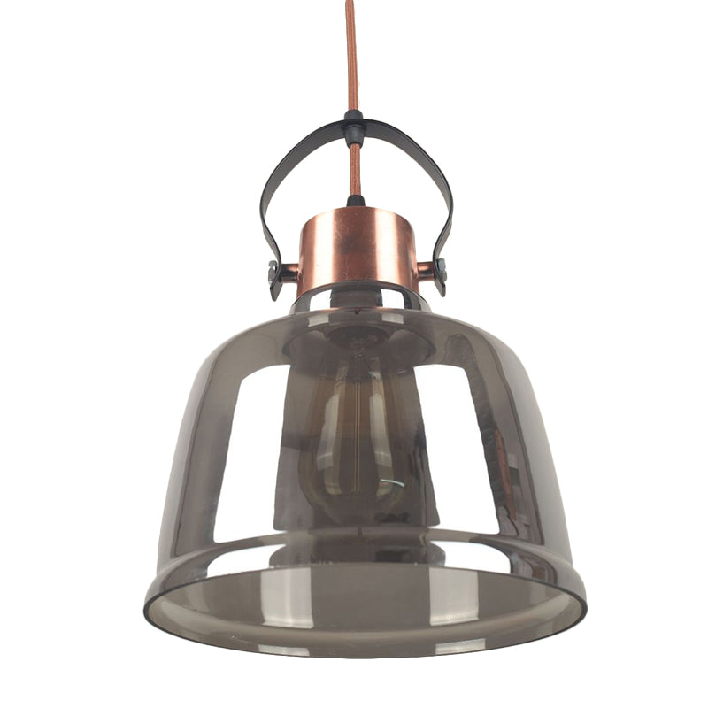Dome Dining Room Hanging Light Kit Contemporary Clear Glass 1 Light Black Pendant Lighting in Grey/Amber Clearhalo 'Ceiling Lights' 'Glass shade' 'Glass' 'Industrial Pendants' 'Industrial' 'Middle Century Pendants' 'Pendant Lights' 'Pendants' 'Tiffany' Lighting' 143895