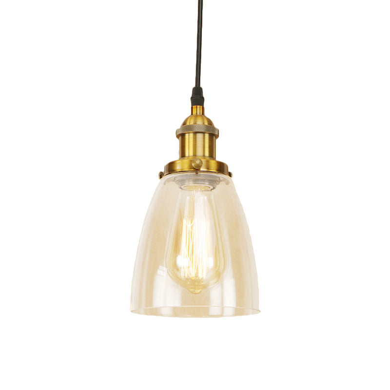 Brass/Copper 1 Light Pendant Ceiling Light Farmhouse Clear Glass Tapered Lighting Fixture Clearhalo 'Ceiling Lights' 'Glass shade' 'Glass' 'Industrial Pendants' 'Industrial' 'Middle Century Pendants' 'Pendant Lights' 'Pendants' 'Tiffany' Lighting' 143911
