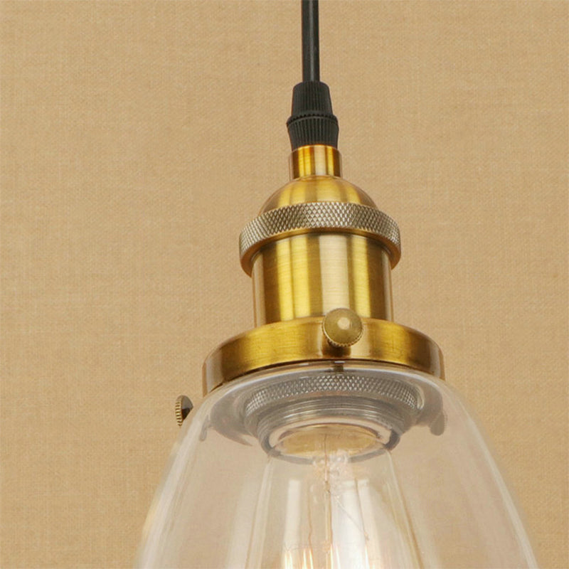 Brass/Copper 1 Light Pendant Ceiling Light Farmhouse Clear Glass Tapered Lighting Fixture Clearhalo 'Ceiling Lights' 'Glass shade' 'Glass' 'Industrial Pendants' 'Industrial' 'Middle Century Pendants' 'Pendant Lights' 'Pendants' 'Tiffany' Lighting' 143913