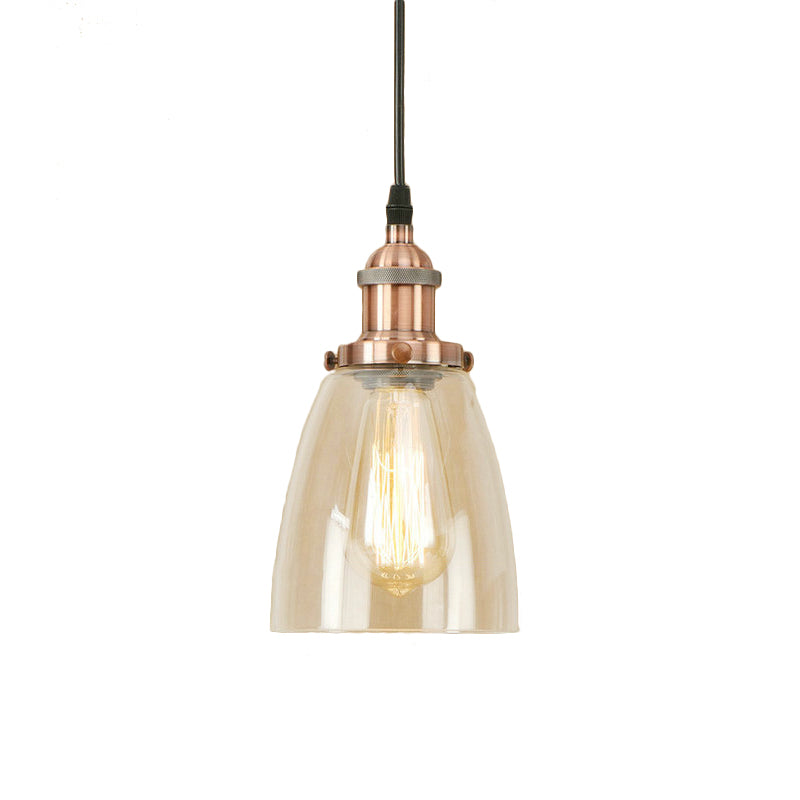 Brass/Copper 1 Light Pendant Ceiling Light Farmhouse Clear Glass Tapered Lighting Fixture Clearhalo 'Ceiling Lights' 'Glass shade' 'Glass' 'Industrial Pendants' 'Industrial' 'Middle Century Pendants' 'Pendant Lights' 'Pendants' 'Tiffany' Lighting' 143916