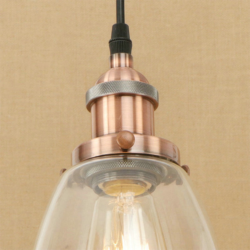Brass/Copper 1 Light Pendant Ceiling Light Farmhouse Clear Glass Tapered Lighting Fixture Clearhalo 'Ceiling Lights' 'Glass shade' 'Glass' 'Industrial Pendants' 'Industrial' 'Middle Century Pendants' 'Pendant Lights' 'Pendants' 'Tiffany' Lighting' 143917