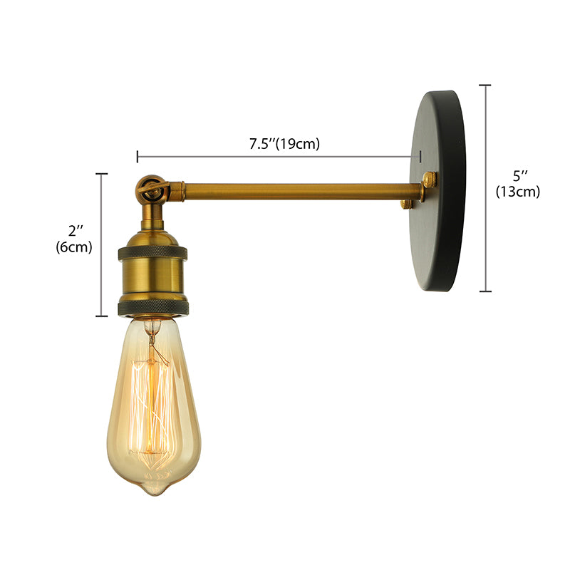 Black/Brass Finish 1 Head Wall Lamp Industrial Metal Mini Sconce Lighting with Bare Bulb for Bedroom Clearhalo 'Art deco wall lights' 'Cast Iron' 'Glass' 'Industrial wall lights' 'Industrial' 'Middle century wall lights' 'Modern' 'Rustic wall lights' 'Tiffany' 'Traditional wall lights' 'Wall Lamps & Sconces' 'Wall Lights' Lighting' 143928