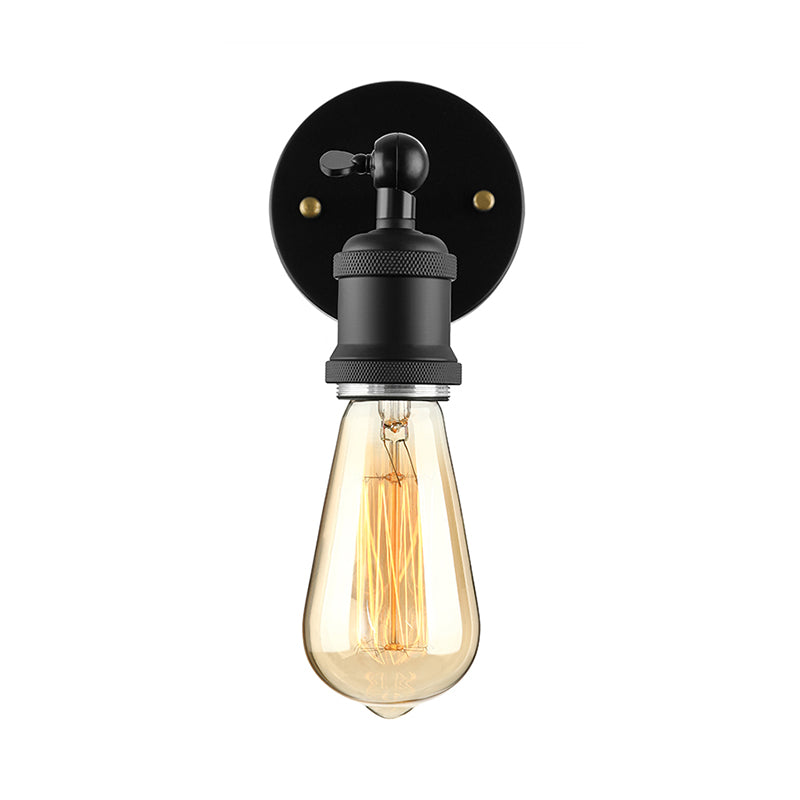 Black/Brass Finish 1 Head Wall Lamp Industrial Metal Mini Sconce Lighting with Bare Bulb for Bedroom Clearhalo 'Art deco wall lights' 'Cast Iron' 'Glass' 'Industrial wall lights' 'Industrial' 'Middle century wall lights' 'Modern' 'Rustic wall lights' 'Tiffany' 'Traditional wall lights' 'Wall Lamps & Sconces' 'Wall Lights' Lighting' 143933