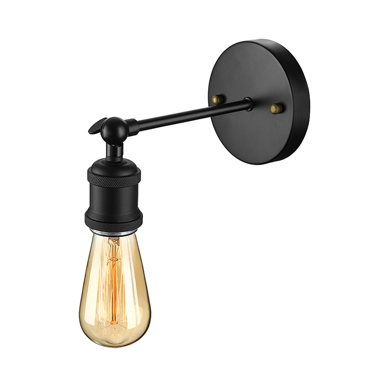 Black/Brass Finish 1 Head Wall Lamp Industrial Metal Mini Sconce Lighting with Bare Bulb for Bedroom Clearhalo 'Art deco wall lights' 'Cast Iron' 'Glass' 'Industrial wall lights' 'Industrial' 'Middle century wall lights' 'Modern' 'Rustic wall lights' 'Tiffany' 'Traditional wall lights' 'Wall Lamps & Sconces' 'Wall Lights' Lighting' 143934