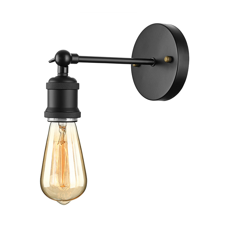 Black/Brass Finish 1 Head Wall Lamp Industrial Metal Mini Sconce Lighting with Bare Bulb for Bedroom Clearhalo 'Art deco wall lights' 'Cast Iron' 'Glass' 'Industrial wall lights' 'Industrial' 'Middle century wall lights' 'Modern' 'Rustic wall lights' 'Tiffany' 'Traditional wall lights' 'Wall Lamps & Sconces' 'Wall Lights' Lighting' 143935