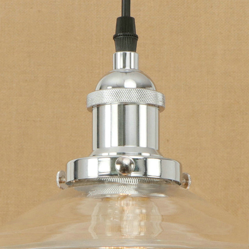 1 Light Clear Glass Pendant Lamp Industrial Black/Rust/Copper Cone Living Room Hanging Light Fixture Clearhalo 'Ceiling Lights' 'Glass shade' 'Glass' 'Industrial Pendants' 'Industrial' 'Middle Century Pendants' 'Pendant Lights' 'Pendants' 'Tiffany' Lighting' 143994