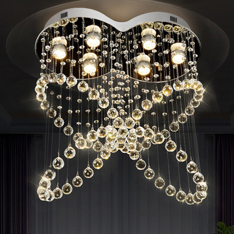 4-Ring Crystal Ball Flush Mount Light Butterfly Shape Modern Flush Mount Pendant Clear Clearhalo 'Ceiling Lights' 'Close To Ceiling Lights' 'Close to ceiling' 'Flush mount' Lighting' 1439990