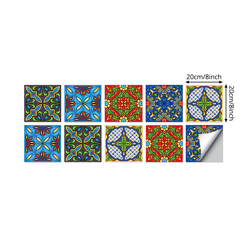 Exotic Floral Wallpaper Panel Set for Kitchen, Multicolored, 8' L x 8" W, Peel and Stick Clearhalo 'Wall Decor' 'Wallpaper' 1440072