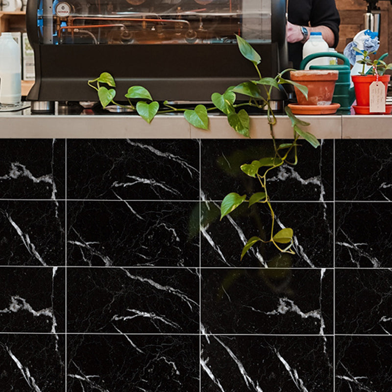 Peel and Paste Marble Wallpaper Panel 23.6' L x 12" W Modern Wall Art for Snack Bar Black Clearhalo 'Modern wall decor' 'Modern' 'Wallpaper' Wall Decor' 1440200