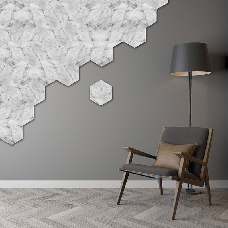 Contemporary Marble Look Wallpaper Panel for Living Room 5-sq ft Wall Art in Grey-White, Removable Clearhalo 'Modern wall decor' 'Modern' 'Wallpaper' Wall Decor' 1440260