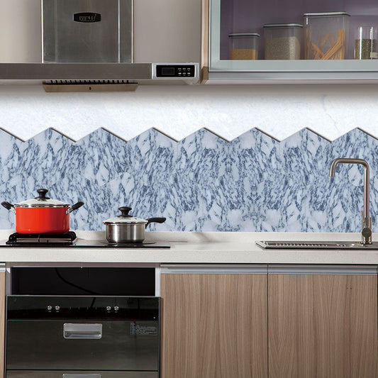 Marble Tile Pattern Wallpaper Panels Modern Stick On Kitchen Wall Art, 5-sq ft, Blue Clearhalo 'Modern wall decor' 'Modern' 'Wallpaper' Wall Decor' 1440269