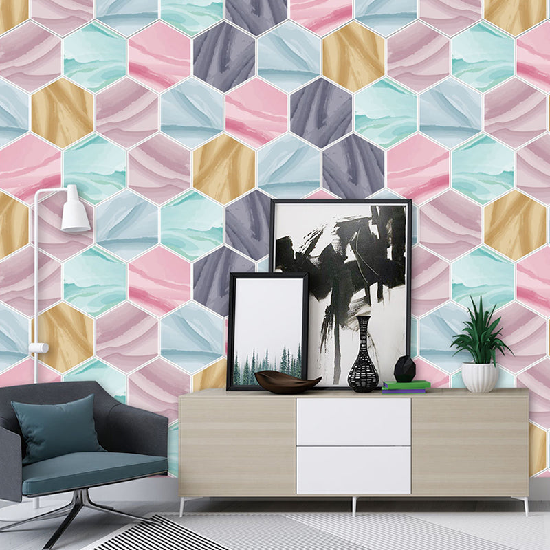 Modern Marble Veining Look Wallpapers Pink-Blue Peel and Stick Wall Art for Living Room Pink-Blue Clearhalo 'Modern wall decor' 'Modern' 'Wallpaper' Wall Decor' 1440298