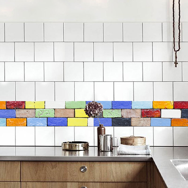 Adhesive Brick Effect Wallpapers Industrial PVC Wall Decor, 4.3-sq ft, Red-Yellow-Blue-Green Red-Yellow-Blue-Green Clearhalo 'Industrial wall decor' 'Industrial' 'Wallpaper' Wall Decor' 1440308