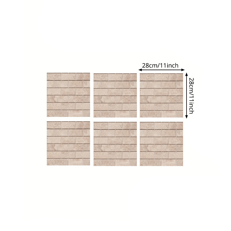 Beige Ceramics Brick Wallpaper Panels Peel and Stick Wall Covering for Dining Room Clearhalo 'Country wall decor' 'Rustic' 'Wallpaper' Wall Decor' 1440337
