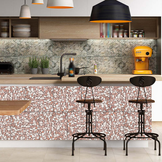 Red-White Rocks Wallpaper Panel Peel off Modern Style Kitchen Wall Decor, 11' L x 11" W Clearhalo 'Modern wall decor' 'Modern' 'Wallpaper' Wall Decor' 1440339