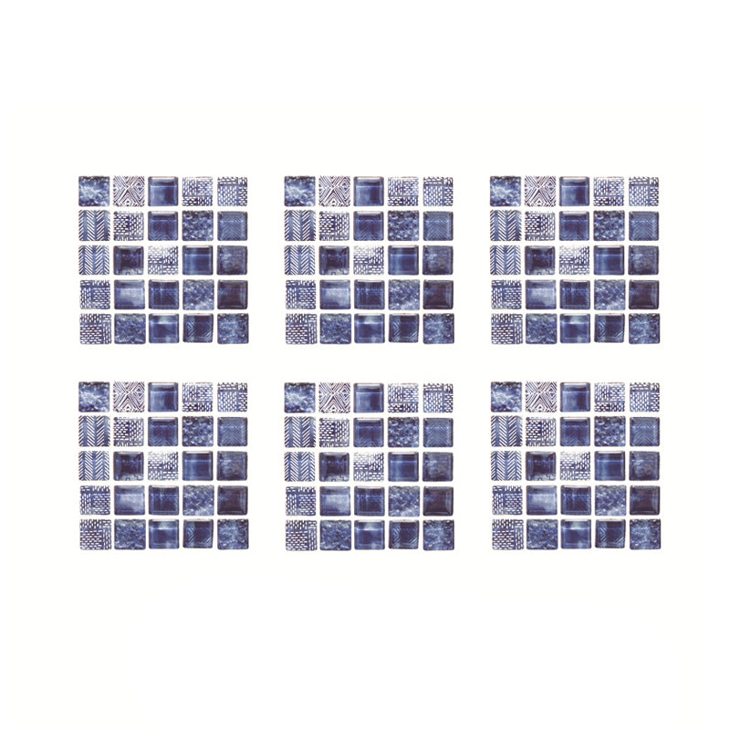 Modernist Tile Wallpaper Panel Set Blue Mosaics Wall Covering for Home, Easy to Remove Clearhalo 'Wall Decor' 'Wallpaper' 1440437