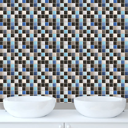 Adhesive Mosaic Tiles Wallpaper Panels in Blue-Black Contemporary Wall Covering for Kitchen Blue-Black Clearhalo 'Wall Decor' 'Wallpaper' 1440467