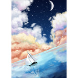 Sailboat on Starry Ocean Mural Decal Blue Childrens Art Wall Decor for Bedroom, Blue Clearhalo 'Wall Decor' 'Wall Mural' 1440479
