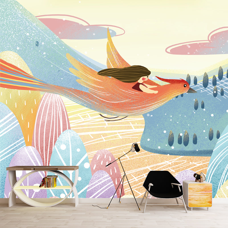 Girls Trip with Phoenix Mural Childrens Art Moisture Resistant Bedroom Wall Decor, Optional Size Clearhalo 'Wall Decor' 'Wall Mural' 1440497