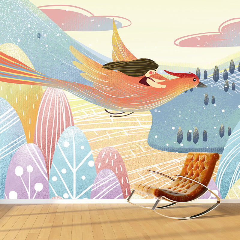 Girls Trip with Phoenix Mural Childrens Art Moisture Resistant Bedroom Wall Decor, Optional Size Clearhalo 'Wall Decor' 'Wall Mural' 1440498