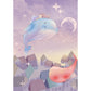 Dreamy Girl Riding Whale Mural for Bedroom Cartoon Wall Decor, Personalized Size Clearhalo 'Wall Decor' 'Wall Mural' 1440524