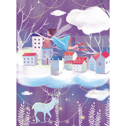 Purple-White Fairy Tale Mural Decal Winter Scenery Nordic Stain Proof Wall Covering Clearhalo 'Wall Decor' 'Wall Mural' 1440529