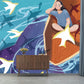 Huge Girl on Boat Mural Kids Fantasy Whale Under the Water Wall Art in Blue-Orange Clearhalo 'Wall Decor' 'Wall Mural' 1440533