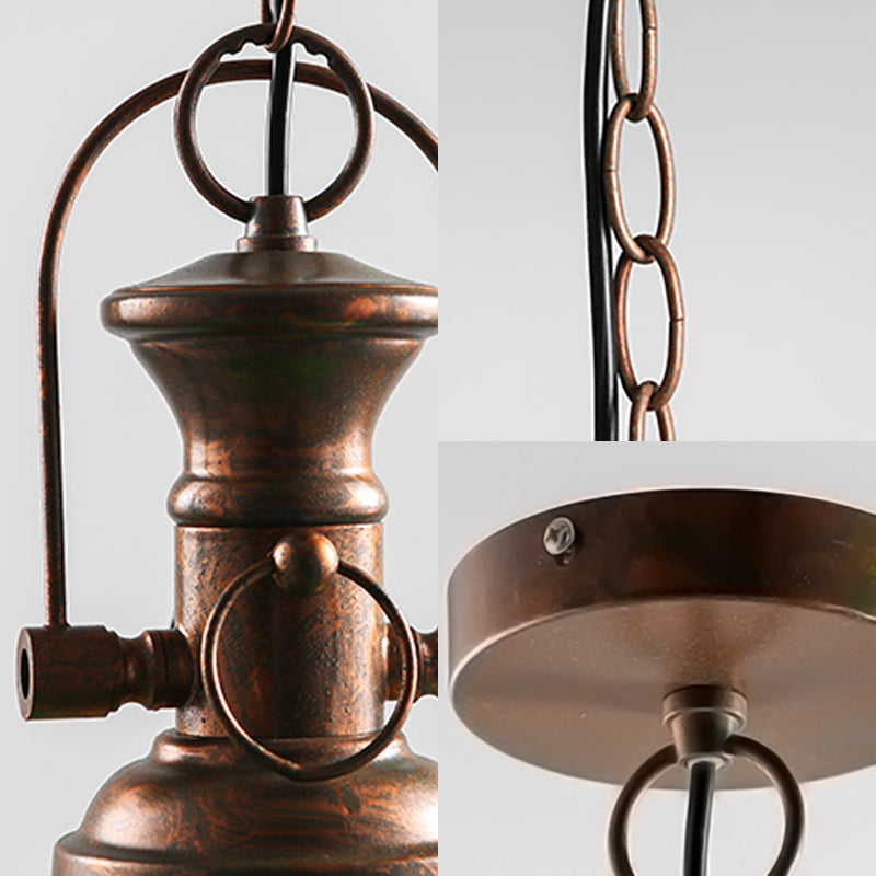 12"/15.5" Wide Dome Pendant Lighting Industrial 1 Light White/Green Glass Hanging Lamp in Rust Clearhalo 'Ceiling Lights' 'Glass shade' 'Glass' 'Industrial Pendants' 'Industrial' 'Middle Century Pendants' 'Pendant Lights' 'Pendants' 'Tiffany' Lighting' 144144