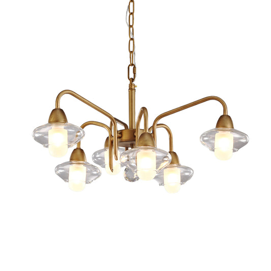 Elliptical Frosted Glass Light Chandelier Modern 6-Light Dining Room Pendant Lighting Clearhalo 'Ceiling Lights' 'Chandeliers' 'Glass shade' 'Glass' 'Industrial Chandeliers' 'Industrial' 'Middle Century Chandeliers' 'Pendant Lights' 'Tiffany' Lighting' 144176